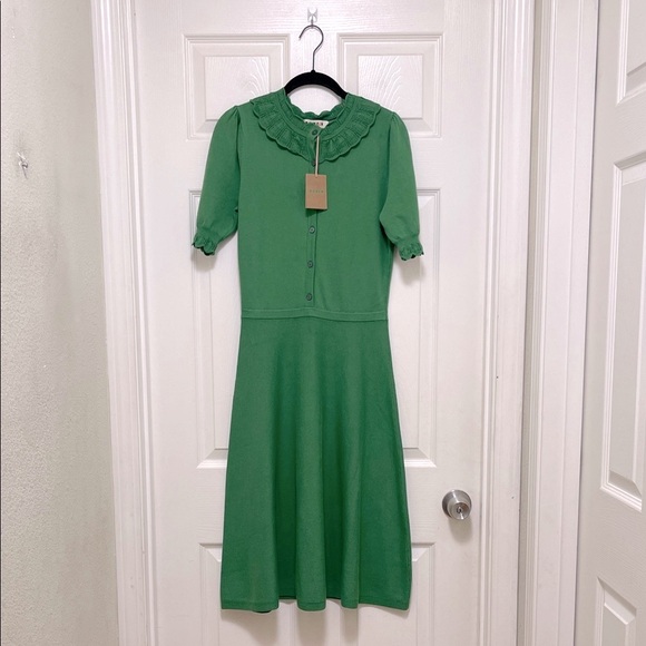 NWT Boden Melina Ruffle Knitted Dress in Paradise Green - Picture 9 of 13